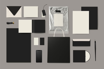 Corporate identity mockup in black theme