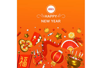 Happy Chinese New Year - colorful 3d banner