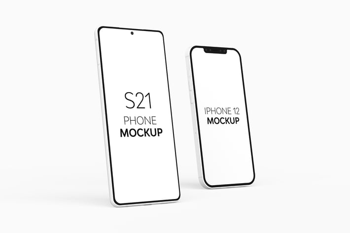S21 Phone & iPhone 12 Mockup