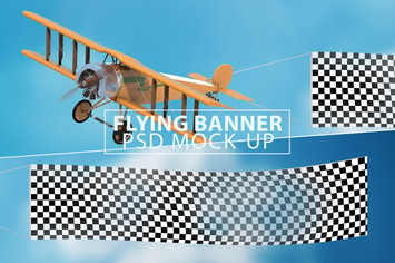 Flying Banner PSD Mock-up