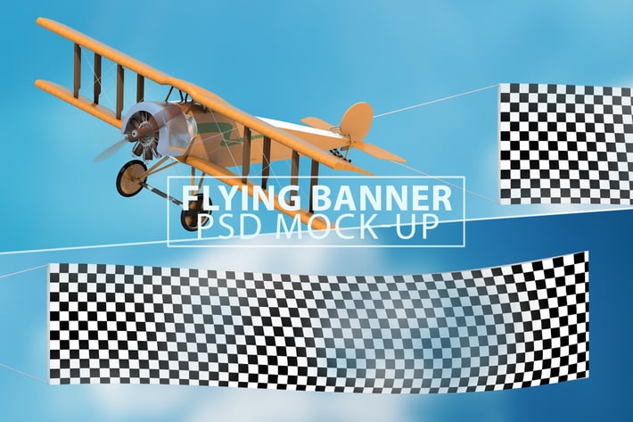 Flying Banner PSD Mock-up