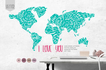 Valentines «I Love You» Vector Photo Overlay Colle