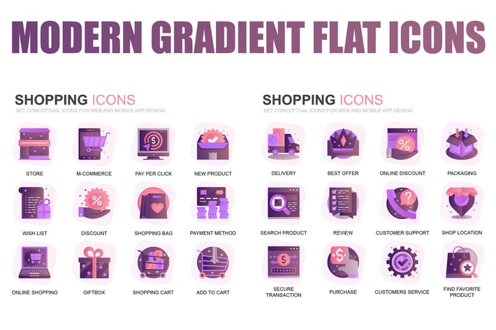 Modern Set Gradient Flat Icons