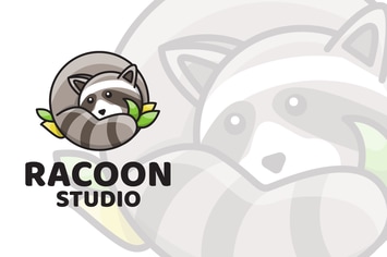 Racoon Studio Cute Logo Template