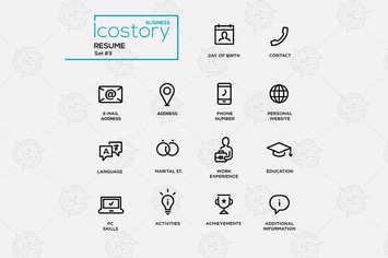 Modern resume simple thin line design icons
