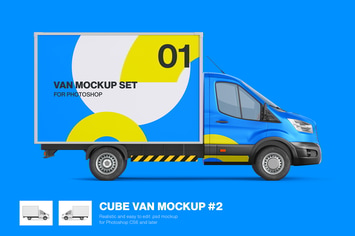 Cube Van Mockup 02 - Left and Right Side View