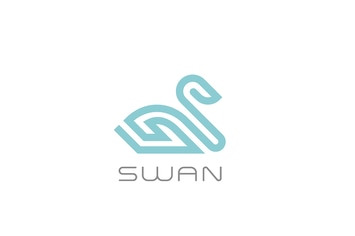 Swan bird Logo linear style