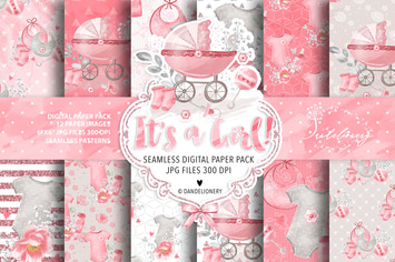 Baby Girl digital paper pack