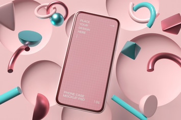 Smartphone With Geometric Shapes Mockup