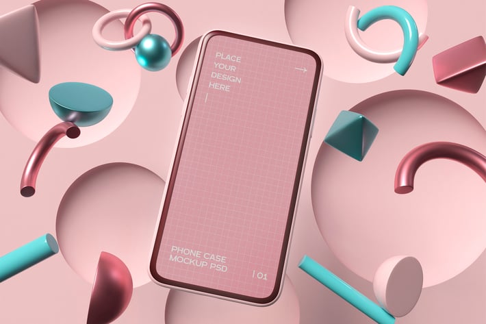 Smartphone With Geometric Shapes Mockup