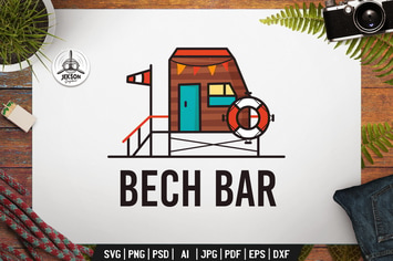 Retro Beach Bar Label. Summer Badge Design