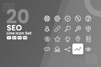 20 SEO Line Icon Set