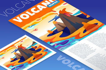Volcano mountain graphic