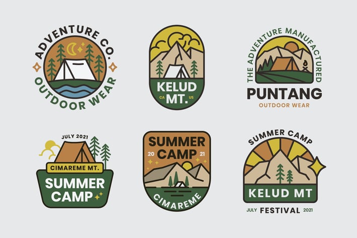 6 Boy Scout Retro Summer Camp Badges
