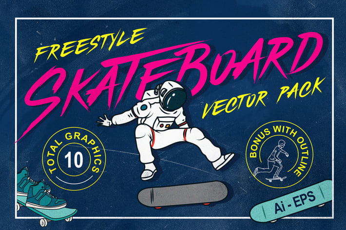 Freestyle Skateboard Illustration Vector Pack
