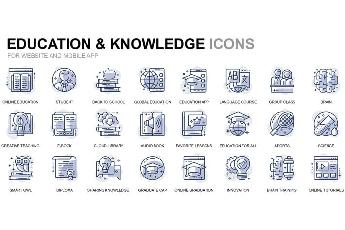 Education and Knowledge Thin Line Icons