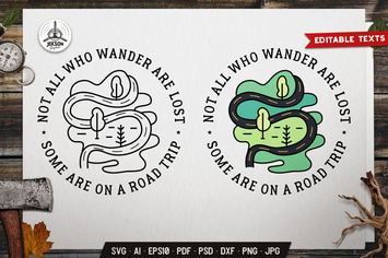 Road Trip Line Art Badge Design. Travel Emblem