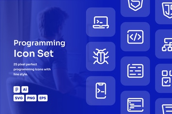 Programming Dashed Line Icon Set