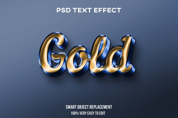 Gold blue glossy text effect