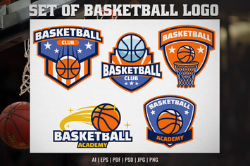 Set of Basketball Badge Design