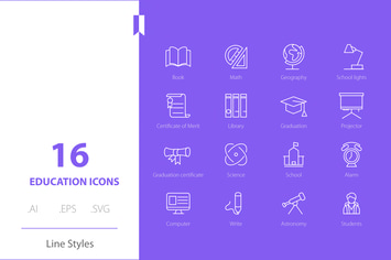 Educaiton Icon Line Styles