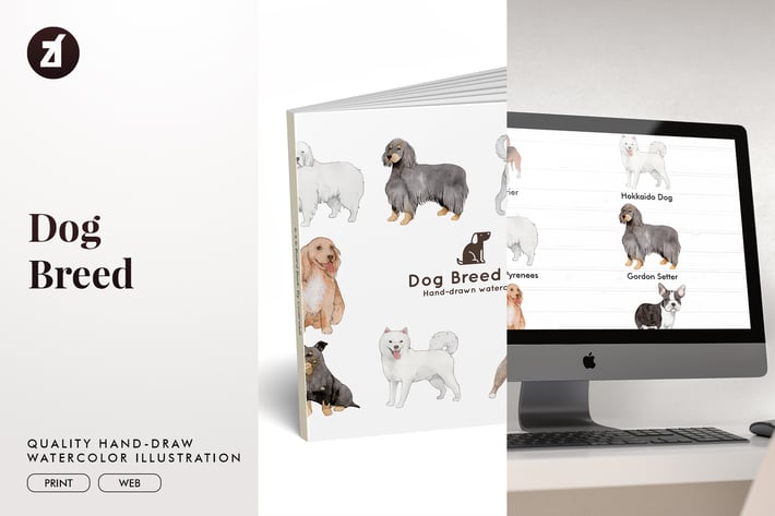 Dog Breed hand-drawn illustration