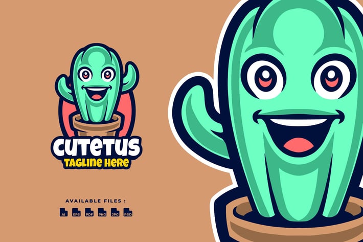 Cactus Cartoon business Mascot Logo
