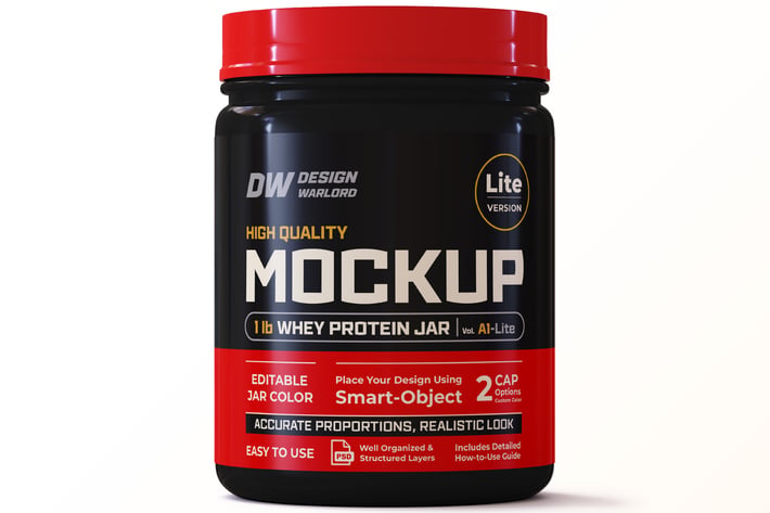 1 lb Whey Protein Jar Mockup | vol. A1-Lite