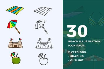 30 Beach Illustration Icon Pack