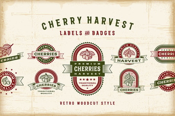 Vintage Cherry Labels Set