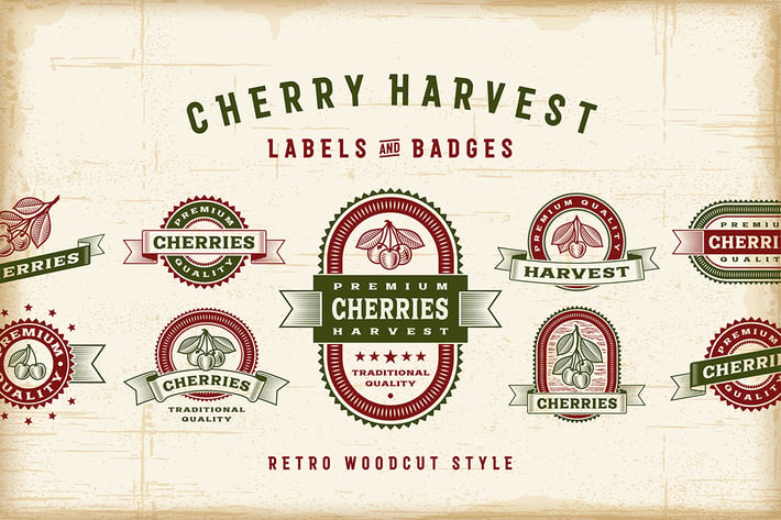 Vintage Cherry Labels Set