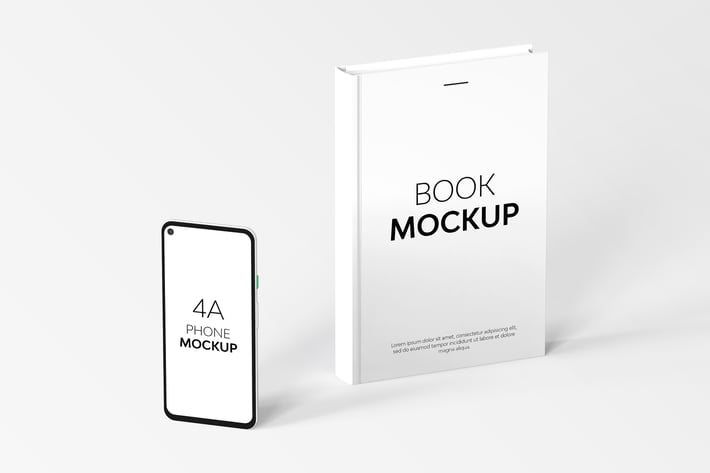 Book & 4A Phone Mockup