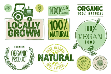 Organic Food Stickers and Labels Collection