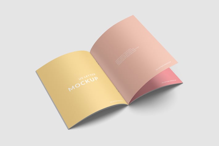 US Letter Size Brochure Mockup High Angle View