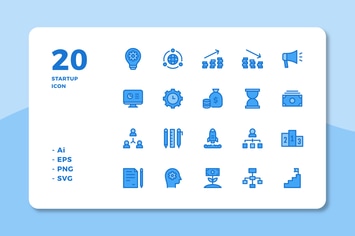 20 Startup Icons (Lineal Color)