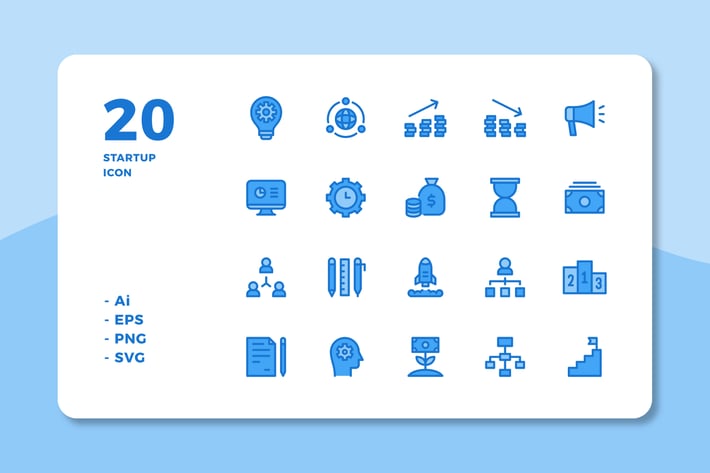 20 Startup Icons (Lineal Color)