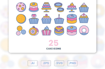 Cakes Icons Set
