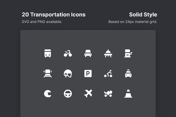 Transportation Icons - Solid Style