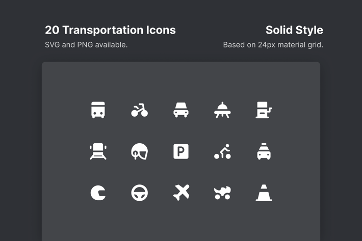 Transportation Icons - Solid Style