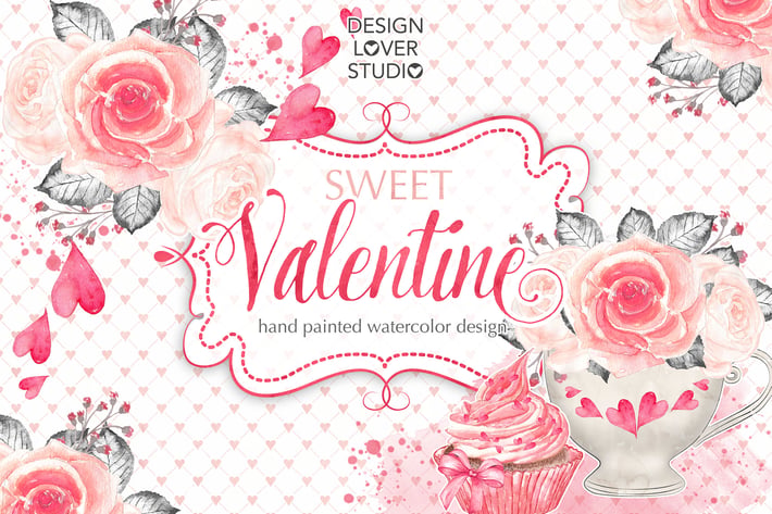 Watercolor Sweet Valentine design