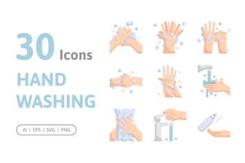 30 Hand Washing Icons