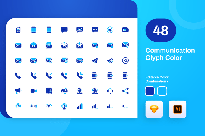 Communication Glyph Color Icon Set