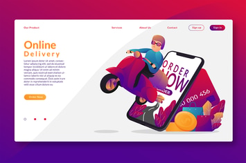 Online Delivery - Web Header & Vector