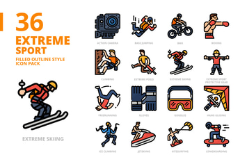 Extreme Sport Filled Outline Style Icon Set