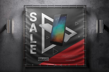Square Outdoor Advertising Banner Mockup
