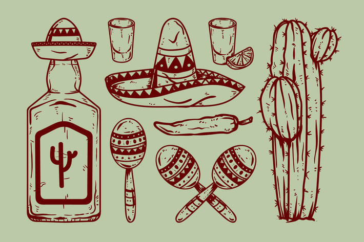 Mexican Cinco De Mayo Theme Drawing