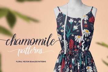 Chamomile Field. Floral Seamless Patterns