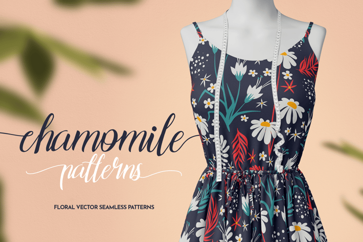 Chamomile Field. Floral Seamless Patterns