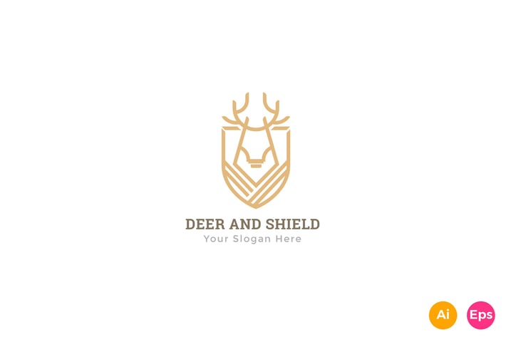 Deer Shield Heraldry Logo Template