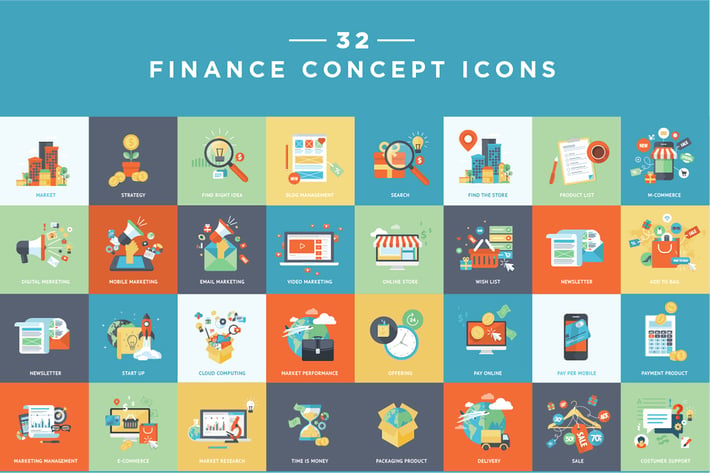 Set of Flat Design E-commerce Icons